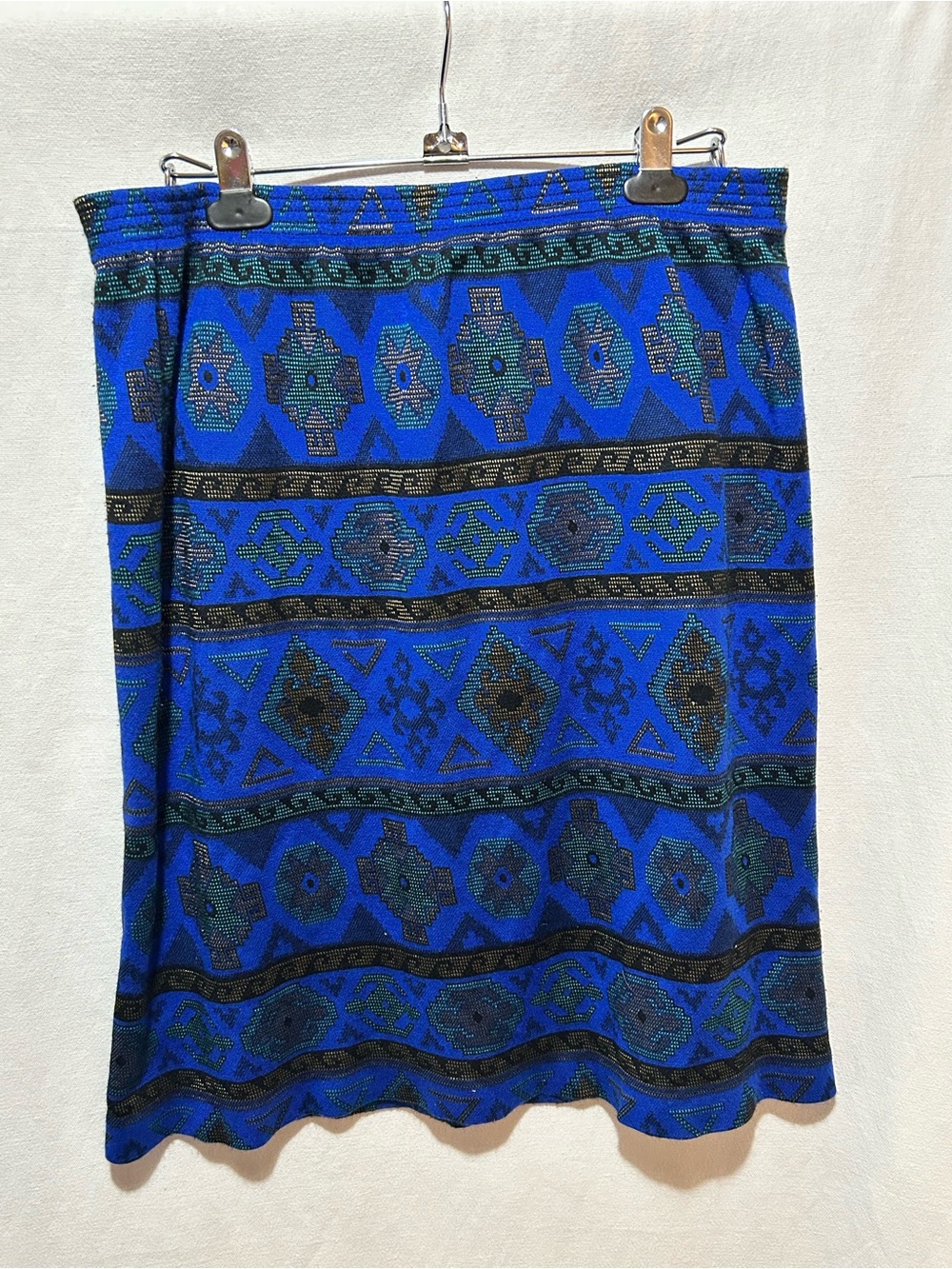Vintage Graff Californiawear Blue Aztec Knit Skirt M